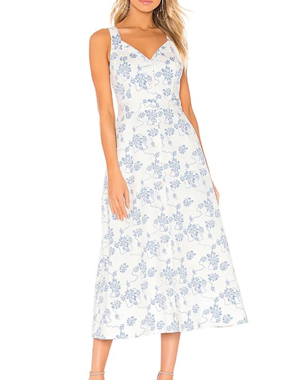 Equipment Oleisa Blue Floral White Dress